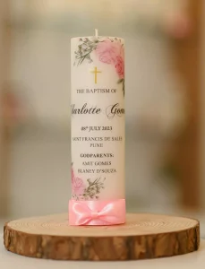 Personalised Baptism Candle – Custom Name & Theme Colors