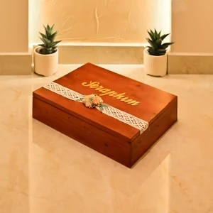 Christening Wooden Box Teakwood Colour